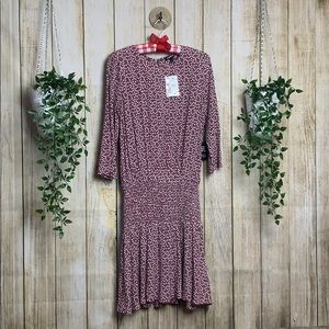 Express Pink Polka Dot Shirred Dress Size S